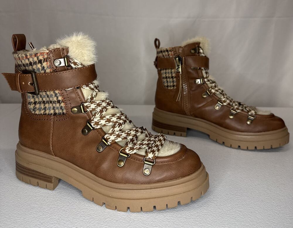 Circus by Sam Edelman Women's Gretchen Shearling Hiker Boots, Brown, Size 6.5